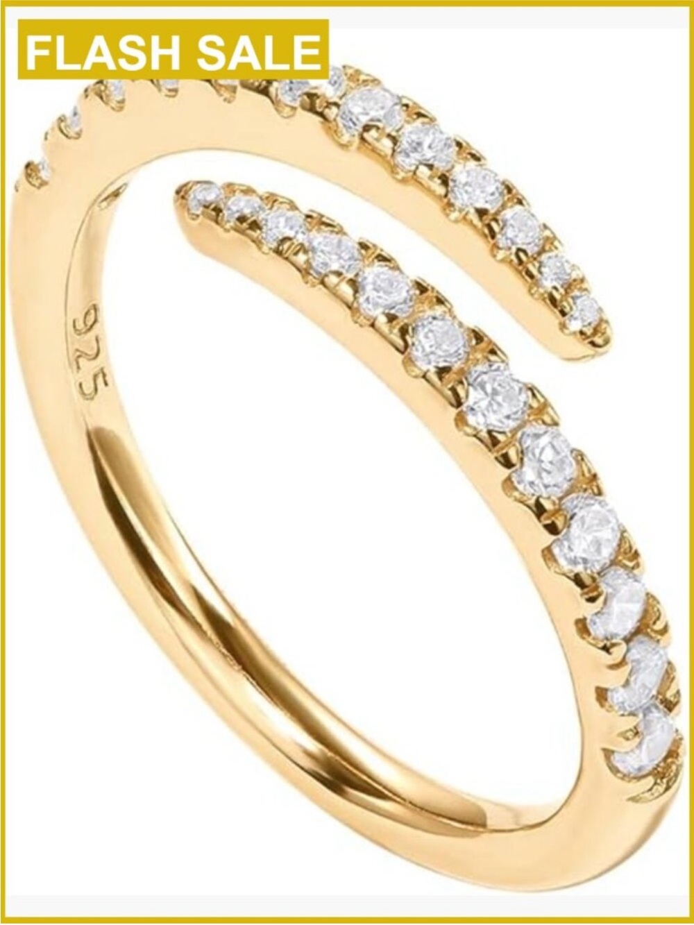 14K Gold Plated Cubic Zirconia Open Twist Eternity Band Ring new
